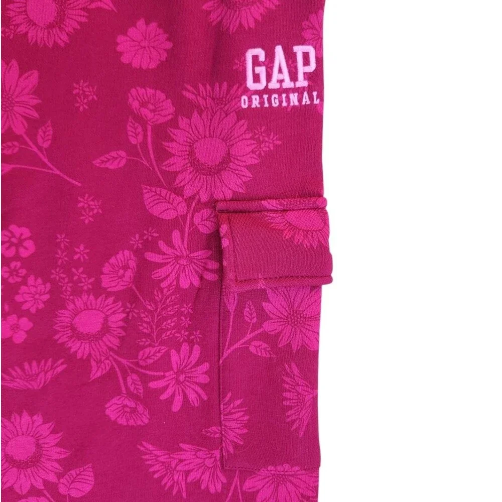 GAP Original Youth Red Pink Cozy Fleece Cargo Wide-Leg Sweatpant Size L (14/16)